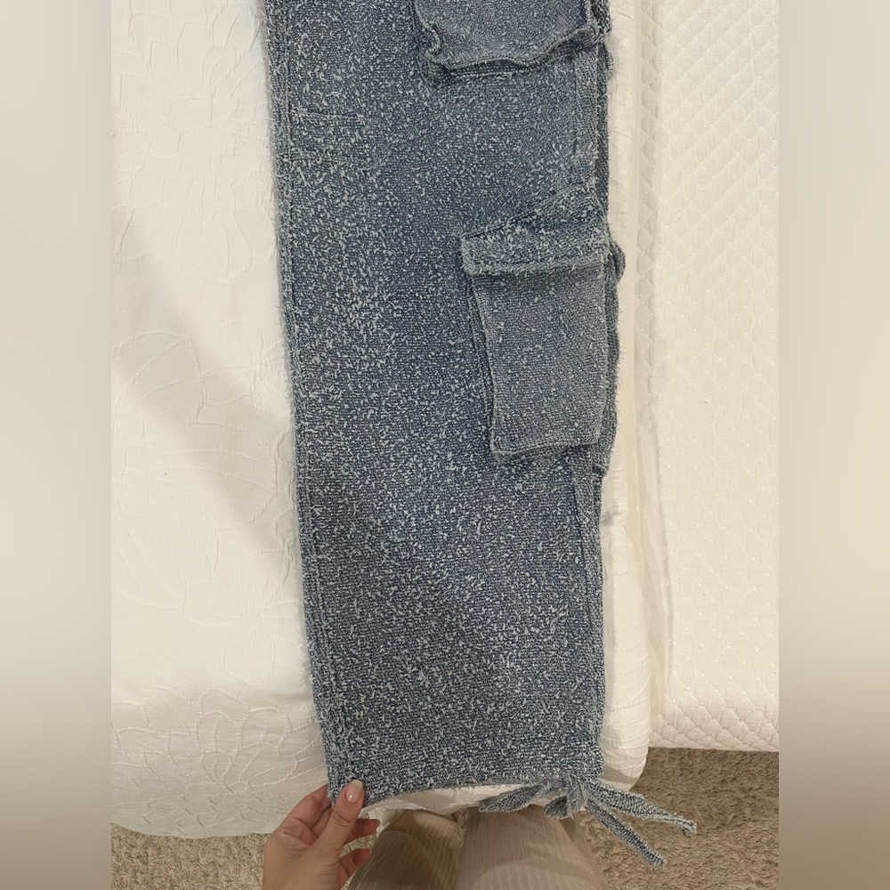 MANIÈRE DE VOIR- Anne Mid Blue
High Waisted Boucle Denim Cargo Pants NWT - Picture 7 of 15